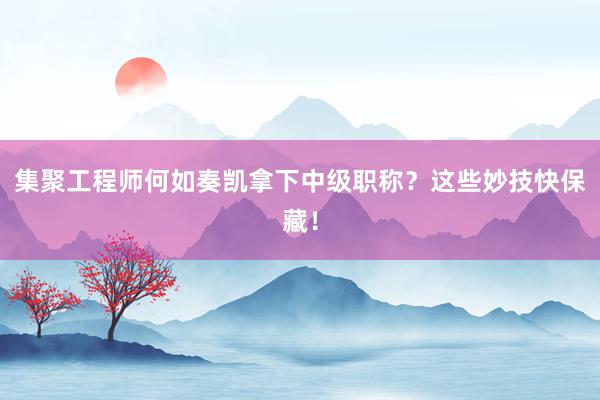 集聚工程师何如奏凯拿下中级职称？这些妙技快保藏！