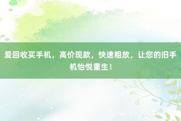 爱回收买手机，高价现款，快速粗放，让您的旧手机怡悦重生！